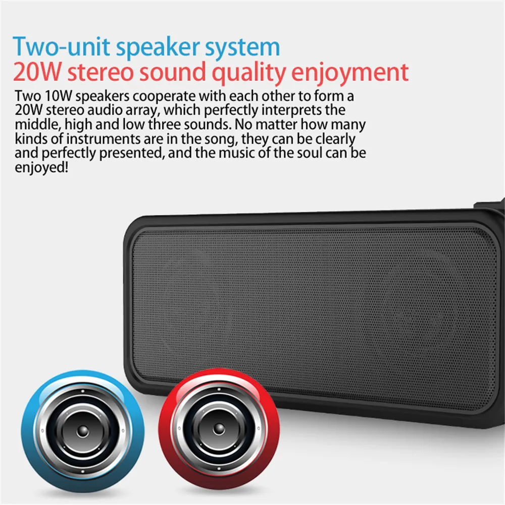 YOUXIU 20W Prenosných Bezdrôtových Bluetooth Reproduktor Vonkajšie IPX7 Nepremokavé Výkonný Stereo Zvuk Bar Subwoofery Podporu TWS AUX, USB