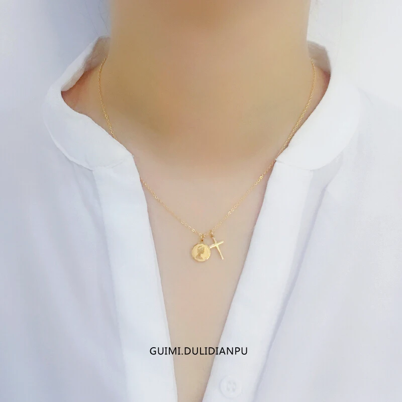 YUN RUO Fashion Queen Mince Cross Prívesok Náhrdelník Rose Gold 316 Titánové Ocele, Šperky Žena Dar Nie Zmeniť Farbu Drop Shipping