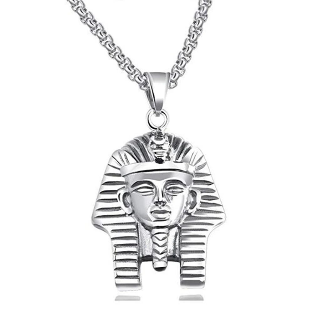 Z nehrdzavejúcej Ocele Egyptský Faraón Prívesok Náhrdelník Mužov Vintage Egyptský Akhnaton Faraóna Múmiový Prívesok Náhrdelník z Nehrdzavejúcej Ocele