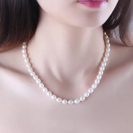 ZHBORUINI 2019 Náhrdelník Pearl Šperky Prírodné Sladkovodné Perly 6-7mm Ryža 925 sterling silver Šperky Choker Náhrdelník Pre Ženy