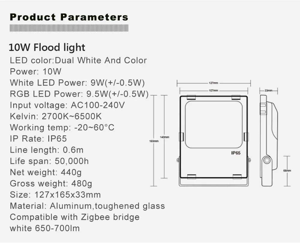 ZIGBEE LED Svetlomet 10W RGBCCT Nepremokavé Vonkajšie Smart LED Flood Light AC 110V 220V ZIGBEE Svetlo Prepojenie Práce s Echo Plus