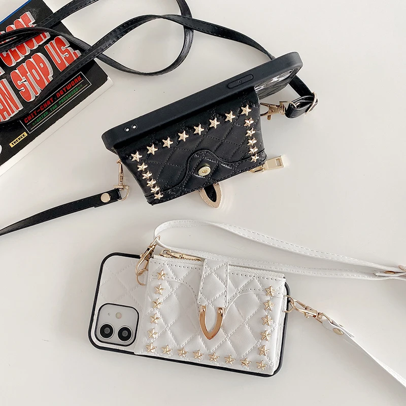 Zips Peňaženka peňaženku puzdro Pre iPhone 12 Pro Max 11 Pro SE 2020 7 8 Plus 10 X XR XS Max Crossbody Kožená Taška cez Rameno Telefón Prípadoch