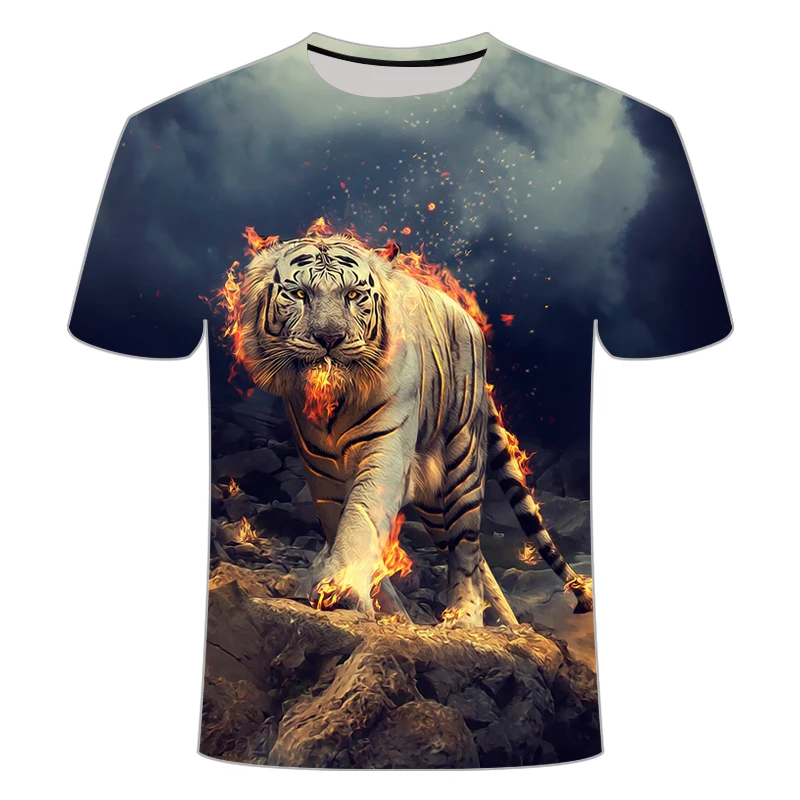 Zviera 3D tlač lev hlavu vzor-krátke rukávy T-shirt lete mužov tvorivé osobnosti súcitu veľké veľkosť