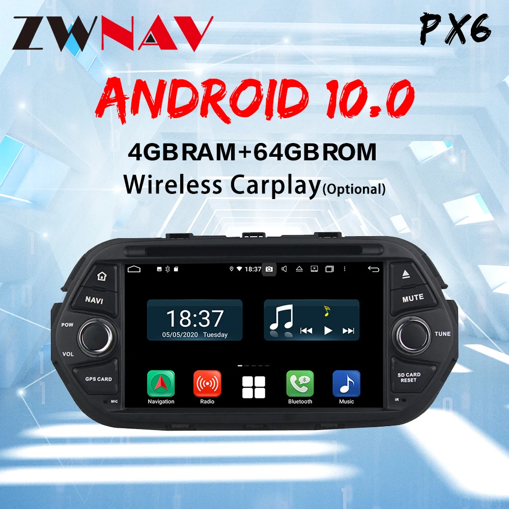 ZWNAV Android 10 FIAT EGEA TIPO-2017 Dodge Neon-2018 GPS Navigácie Multimediálny Prehrávač DVD IPS 7