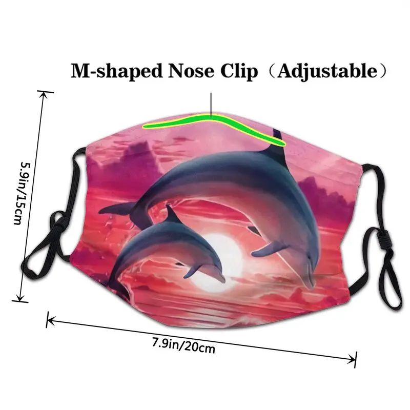 Západ Slnka Delfíny Tanečníkov Non-Jednorázové Masky Pre Dospelých Morského Tvora Dolphin Prachotesný Ochranný Kryt Respirátor Úst-Utlmiť