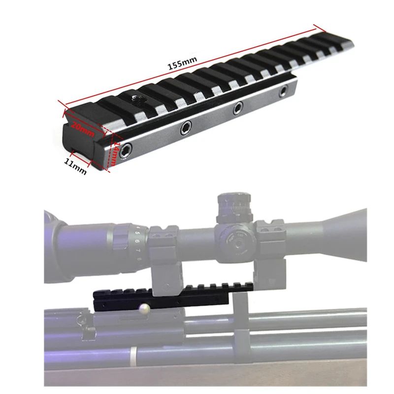 Úzko spájat Rozšíriť Weaver Rozsah Mount Picatinny Rail Adaptér 11 mm na 20 mm Converter Taktické Základy Puška Airsoft