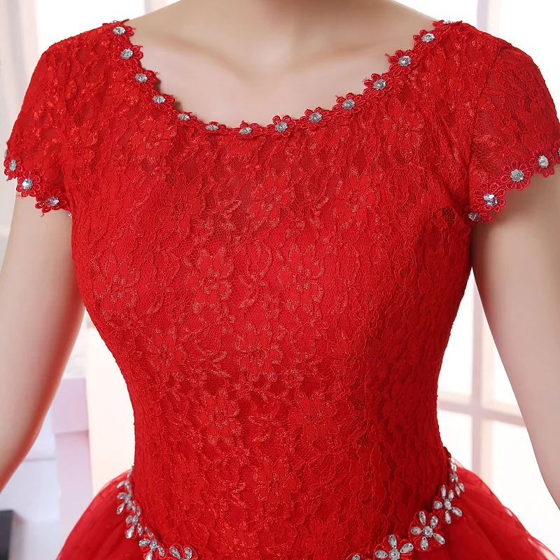 Červené Svadobné svadobné šaty plesové šaty, nové letné nevesta svadobné móda trubice najvyššie čipky jednoduché kórejská verzia vestidos de novia