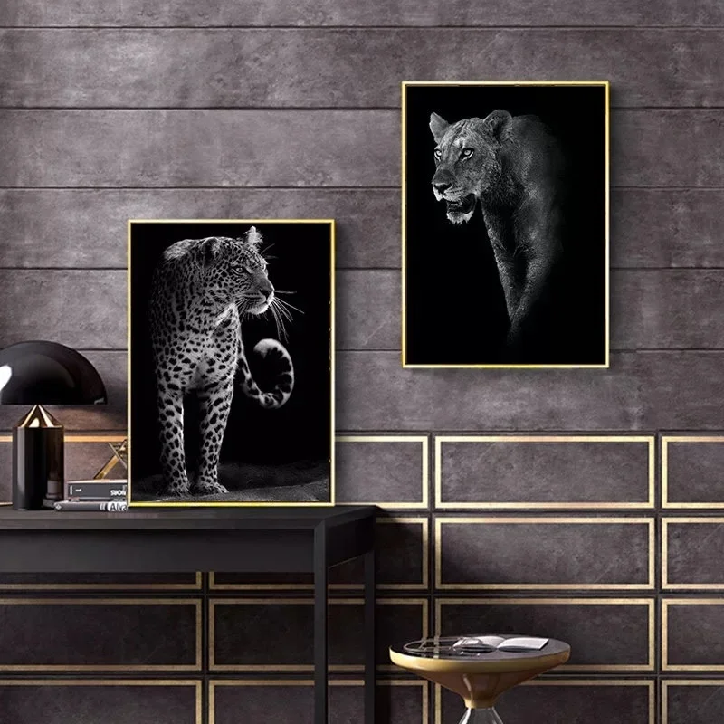 Čierna a Biela Art Obraz Domova Nordic Plátno na Maľovanie na Stenu Umenie Moderné Živých Zvierat Lev Plagáty a Výtlačkov pre Spálne
