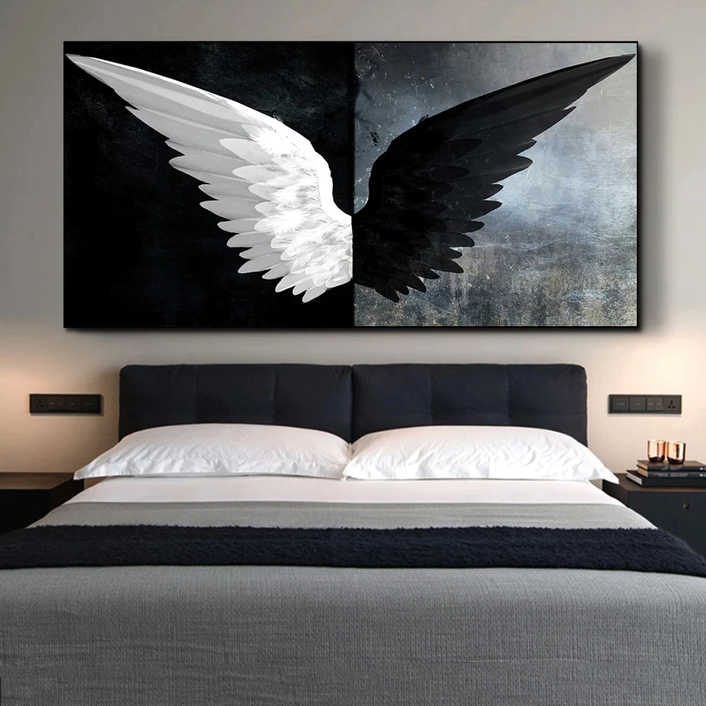 Čierne A Biele anjelské Krídla Plátno Umenie Plagáty A vzory, Moderné Krídla Plátne, Obrazy Na Stenu, Umenie, Obrázky, Domáce Dekorácie
