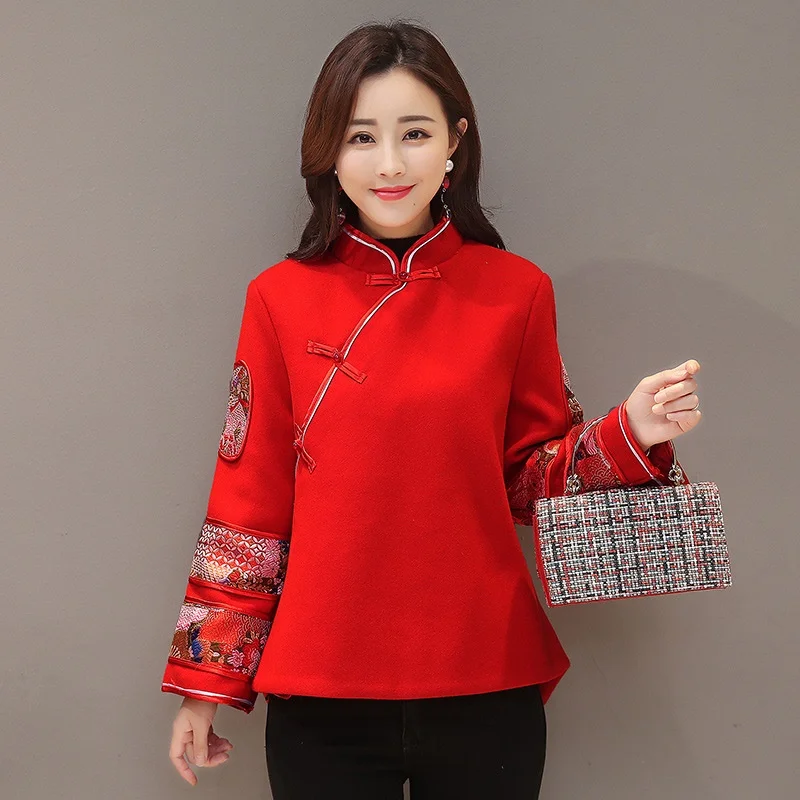 Čínsky Cheongsam Topy pre Ženy Zimné Kabáty 2020 Jeseň Nový Rok Kostým Čínsky Módne Oblečenie Shanghai Tang Oblečenie