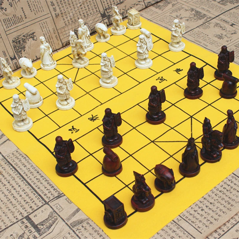 Čínsky Šach Hra Nastaviť Nové Tradičné Živice Šachové Figúrky Semiš Kožené Šachovnici kvalitné šachovnicu Hru Retro