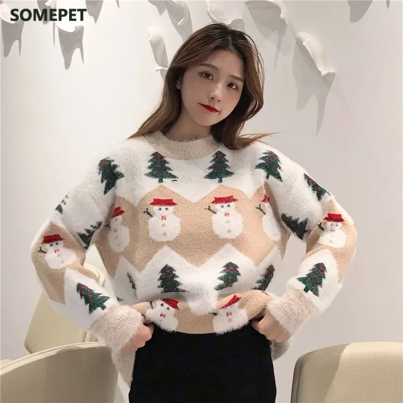 Škaredé Vianoce Sveter jesenné a zimné nové módne zahusťovanie hippocampus Vianočné snehuliak sveter sveter kabát žena