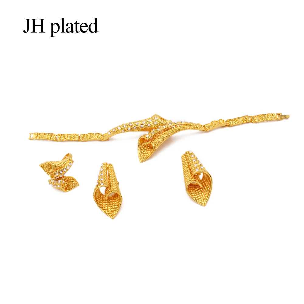 Šperky stanovuje nové Dubaj Zlatá farba 24K Ornament pre ženy, náhrdelníky náušnice, náramok, prsteň žien svadobné manželka darčeky, šperky nastaviť