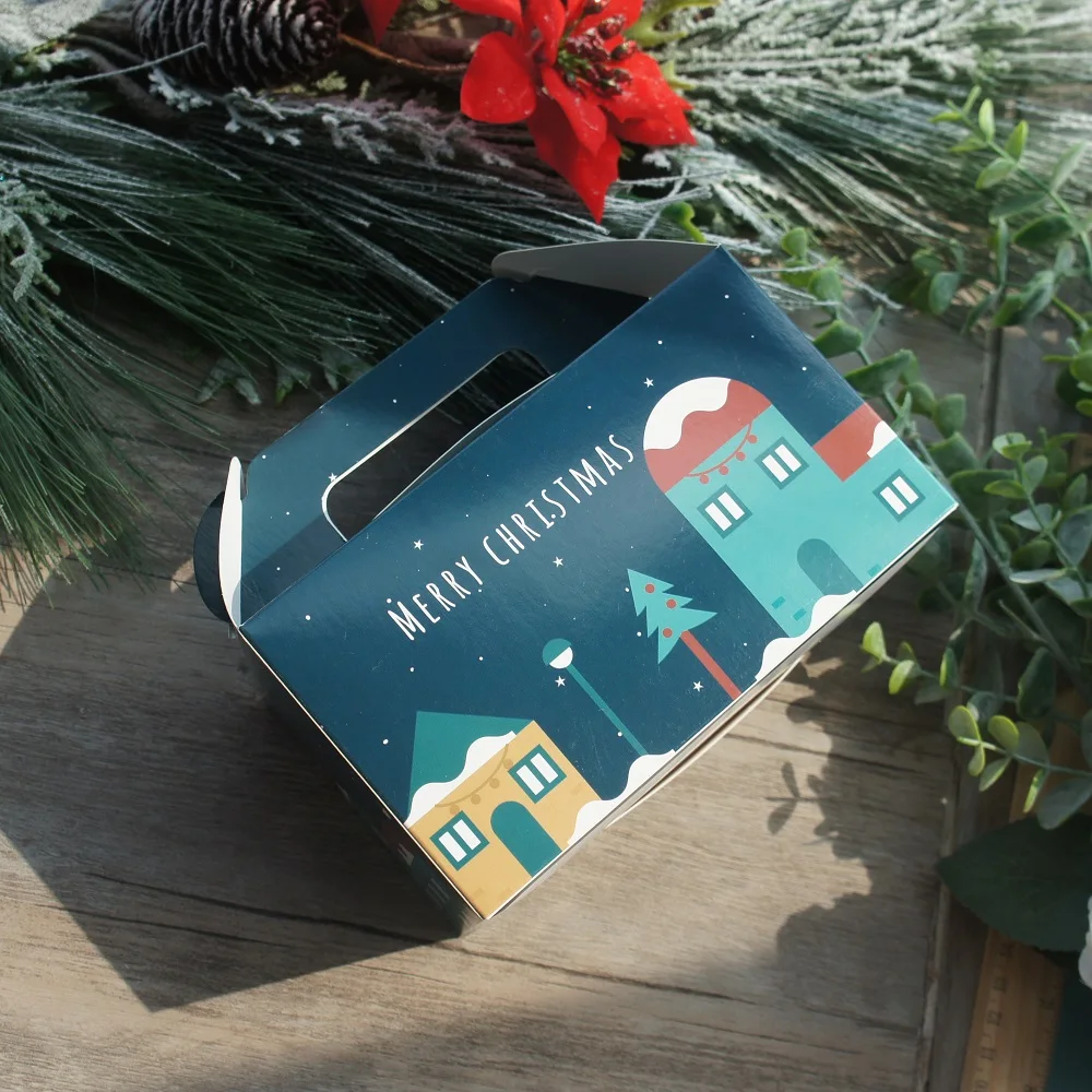 Štedrý Večer Dom Snehu 10pcs Papierovej krabičke s Sviečka 2 Veľkosť Vyberte si Cookie Candy Sviečka Jar Box Vianočný Večierok Darčeky Balenie