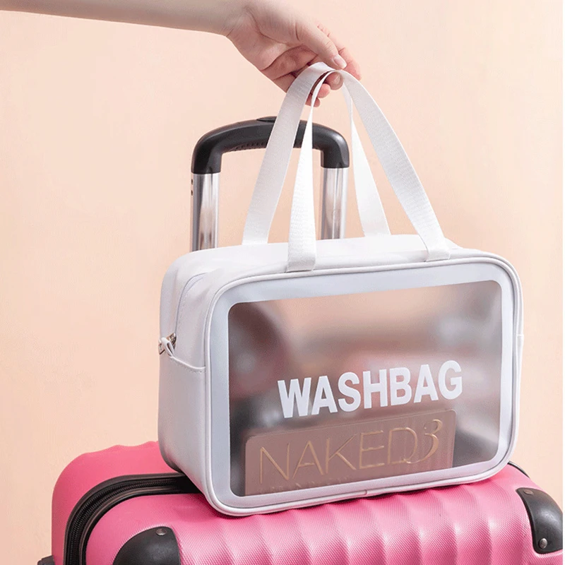 Štýlový list washbag PU make-up taška transparentné cestovné organizátor toaletné tašky s vysokou kapacitou nepremokavé ženy, kozmetické tašky