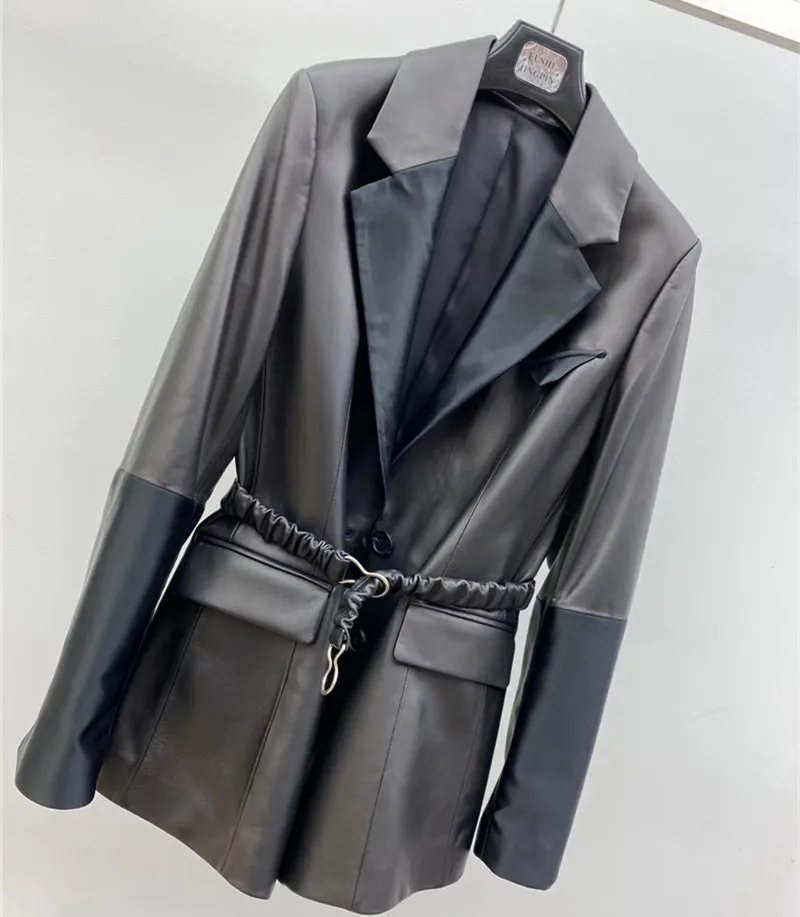 ženy jarný kabát originálne kožené bundy office žena singel svojim skutočným kabáty z ovčej