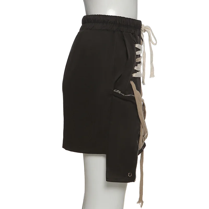 Ženy Mini Sukňa s Reťazce celého Vysoký Pás Nepravidelné Čierne Sukne Jeseň, Jar Nový Trend Streetwear Módy Sexy Oblečenie