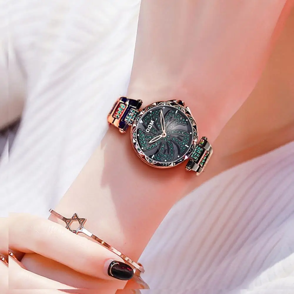 Ženy Quartz Hodinky DOM Štýlové Módne Diamond Žena Náramkové hodinky, Luxusné Značky Vodotesné hodinky ženy zlato G-1258