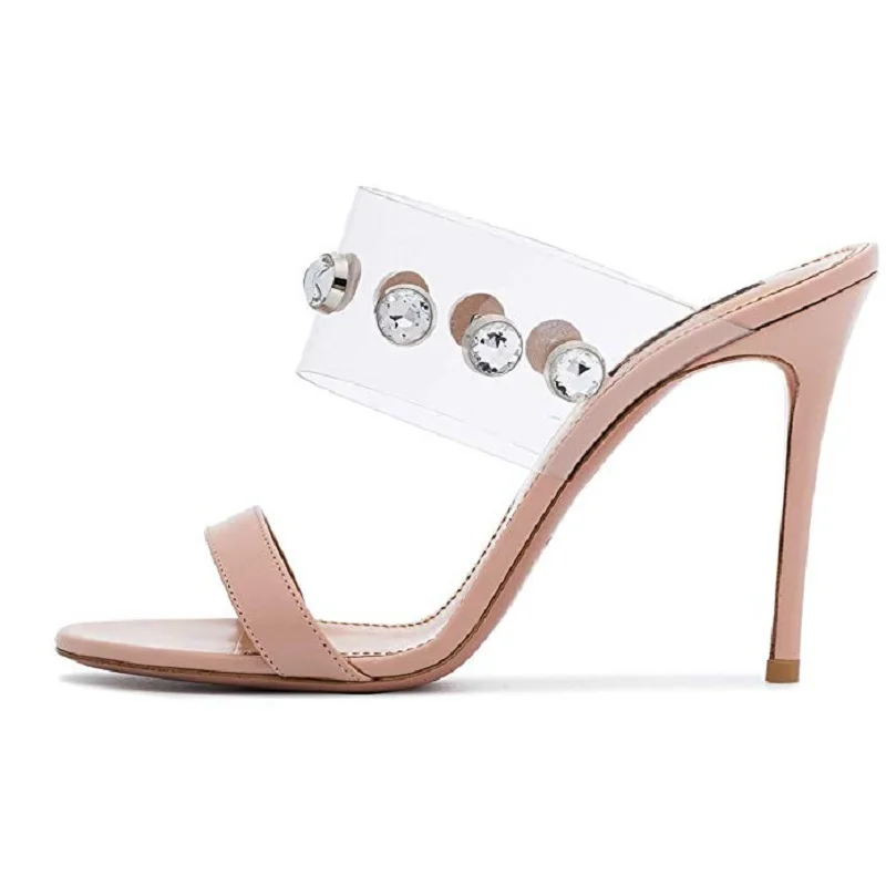Ženy, Štýlové, sexy zrelé sandále Bežné papuče PU Syntetické Mikrovlákno Slip-On Plytké Tenké Podpätky Transparentné Veľkosť 35-43
