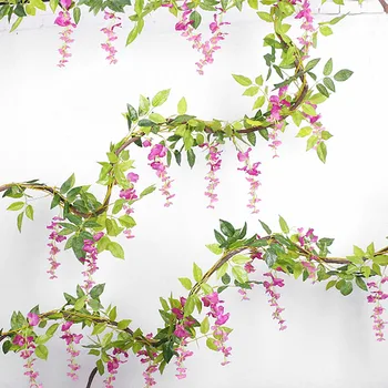 1.8 m Wisteria Umelé Ivy Kvety Vína Garland Ratan String Falošné Listy Svadobné Arch Výzdoba Domov Záhrada Stene Visí Dekor