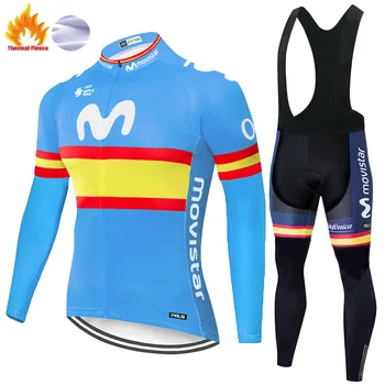 2020 Movistar cyklistické oblečenie mužov zimné Dlhý rukáv cyklistika Dres MTB Ropa Ciclismo Požičovňa zimné cyklistické oblečenie pre mužov