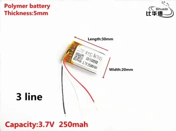 3 linka Dobrá Qulity 3,7 V,250mAH,502030 Polymer lithium ion / Li-ion batéria pre HRAČKA,POWER BANKY,GPS,mp3,mp4