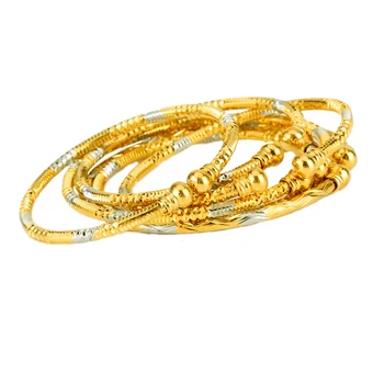 6pcs Nové Zlaté Afrike Šperky Etiópskej Dva Tóny Loptu Farebný Náramok&Náramok Dubaj Prívesky pre Ženy, Svadobné Dary