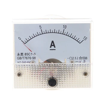 85C1 DC 0-15A Obdĺžnik Analógový Panel Ammeter Rozchod