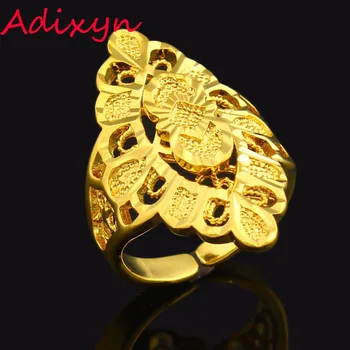 Adixyn Resizable Zlatá Farba Krúžky Ženy, Svadobné Šperky Nastaviteľná veľkosť Prsta Prsteň India/Etiópskej/Afriky/Nigérijský/Keňa Položiek