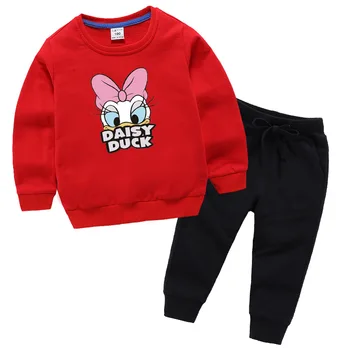 Batoľa Dievča Jeseň Oblečenie Cartoon Kačica Vytlačené Mikiny a nohavice Patria Dievčatá Oblečenie Baby Detský Kostým Dospievajúce Dievča Oblečenie