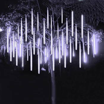 BEIAIDI Aktualizované Nepremokavé 30 CM meteorický dážď Dážď Rúry Led Reťazec Svetlo Vonkajšie Vianočný Stromček Party Dekorácie String Garland