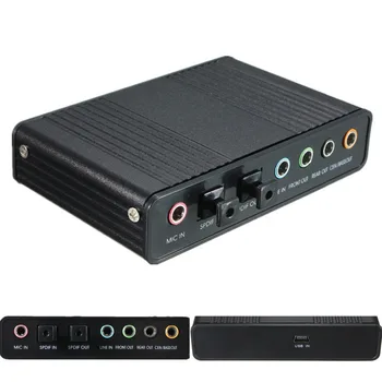 BSTUO Hliníkový Externý USB 2.0, 4-Kanálový Optický 5.1 Audio Zvukové Karty Adaptéra SPDIF Radič-black