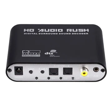 Digitálneho na Analógový 5.1 kanálový Stereo AC3 Audio Converter, Optický SPDIF Koaxiálny AUX 3,5 mm 6 RCA Dekodér Zvuku Zosilňovač