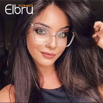 Elbru Fashion Square Sklá Okuliarov, Rámov Ženy Muži Trendy Štýl Značky Cat Eye Optické Sklá Oculos De Grau Feminino