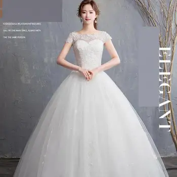 EZKUNTZA 2021 Nové Off White Elegantné Svadobné Šaty Sladké Kvetina Princezná Ušľachtilý Čipky Slim Čipky Svadobné Šaty Vestido De L Noiva