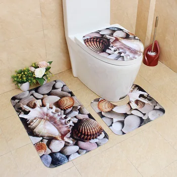 Flanelové Tlač Zahusťovanie a Teplé 3D animovaný Kúpeľňa Slip-doklad, Wc Vankúš Tri-dielna Sada koberec, kúpeľňa vaňa mat