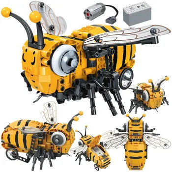 Kreatívne Simulované Hmyzu Elektrické Bee Lietať Stavebné Bloky Technické MOC DIY Hmyzu Model Tehly Hračky pre Chlapcov