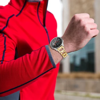 Luxusná Nerezová oceľ 22 mm smart športové hodinky pásmo Pre Samsung Galaxy Sledovať 46 mm sledovať kapela Bling Drahokamu Kovový Náramok