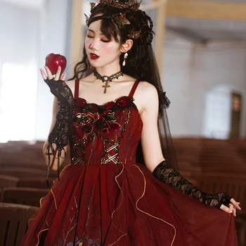 Melonshow Gothic Lolita Šaty Červené Viktoriánskej Šaty Plus Veľkosť Sladké Lolita JSK Ženy Goth Lolita Sukne Kawaii Dievčatá Oblečenie
