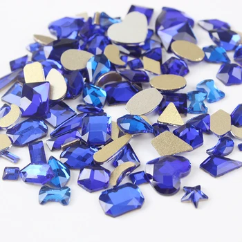 Mix Tvar 100ks Sapphire Ploché späť Kamienkami 3D Crystal Nail art Kamene pre DIY Nechtov umelecké Dekorácie