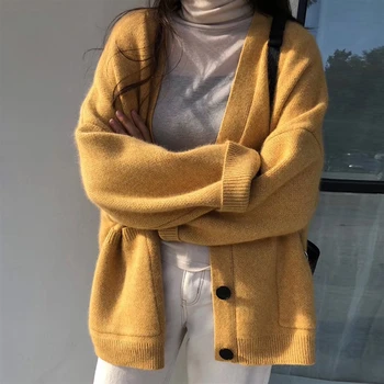 Móda Cardigan Sveter Ženy 2020 Klesnúť Mäkké Bavlnené Voľné Pletené Horúci Príliv tvaru Hrubé Zimné kórejský Bežné Jednoduché, Elegantné Sako