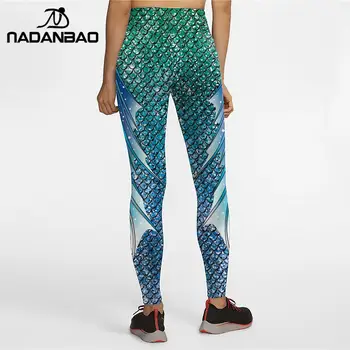 NADANBAO Magic Morská víla Ženy Legíny Ryby Rozsahu 3D Vytlačené Leggins Módne Farebné Elastické Nohavice Slim Legins Cvičenie Nohavice
