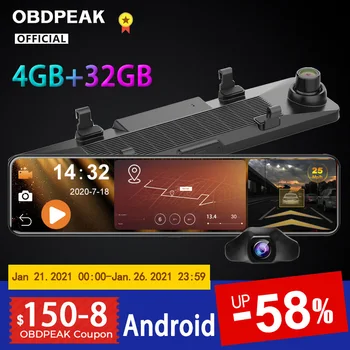 OBDPEAK D90 4GB+32GB Auta DVR Kamera Android 8.1 Stream Spätné Zrkadlo 12