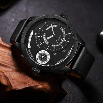 Oulm Cool Dizajn, Dve Časové Zóny Watcges Mužov Top Značky Luxusné Muž Quartz Kalendár Sledovať Bežné Mužov Vojenskej Náramkové hodinky