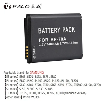 PALO BP-70A Nabíjateľná Batéria pre SAMSUNG ES65 ES70 ES73 PL80 PL90 PL100 ST30 ST60 SL50 SL600 TL105 TL110 WP10 WB35F