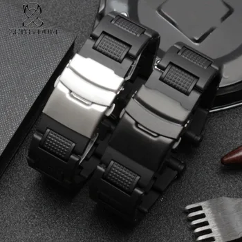 Plastové, oceľové náramkové hodinky kapela 22 mm Watchband kolokačných účinok čierna strieborná pracka Nahradenie Hodinky Remienok Šírky Darček