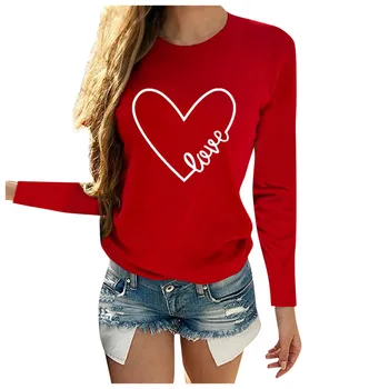 Plus Veľkosť Láska Srdce Print T Shirt Ženy Bavlna Krátky Rukáv O Krk Letné T-Shirt Topy Bežné Tričko Mládež Grafické Tees#45