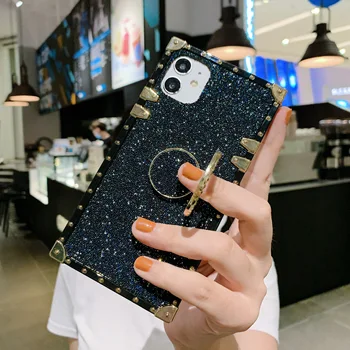 Prípad Pre Xiao Mi9 Redmi7 Note9s Kryt Retro Námestie Bling Drahokamu Prsteň Stáť Luxusné Puzdro Pre Redmi Note9 Pro Note8 Pro Coque