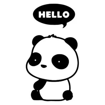 Roztomilá Panda Dobrý deň Bubliny Cartoon Pvc Auto Odtlačkový Auto okenného Skla Nálepku Krytu Poškriabať Auto Styling Nálepky Čierna/biela, 13 cm*7 cm