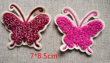 Veľkoobchod veľa Ružové a Hot Pink Motýľ šitie NA textílie patch, DIY Šitie dieťa kabát 7*8.5 cm